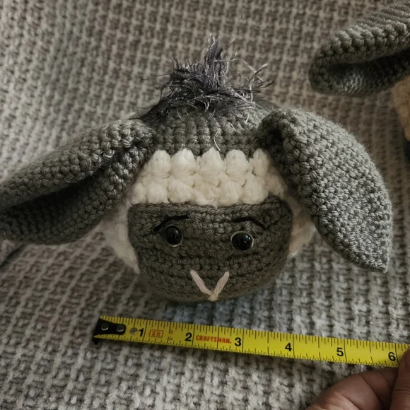 Handcrafted Gray and Cream Bunny Plush Toy - Picture 3 of 4